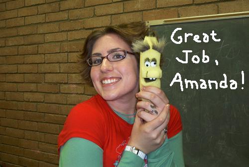 Amanda and this banana both love bowling.